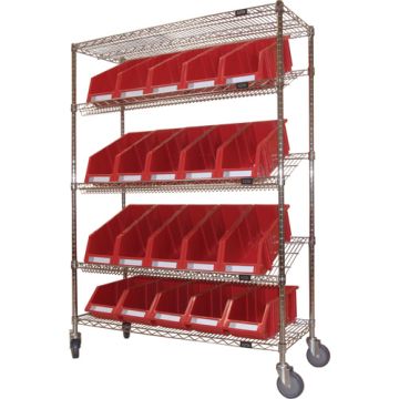 Slanted Wire Shelf Cart with Bins