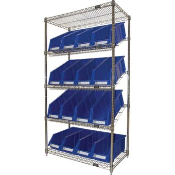 Slanted Wire Shelf with Bins