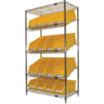 Slanted Wire Shelf with Bins