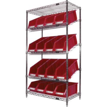 Slanted Wire Shelf with Bins