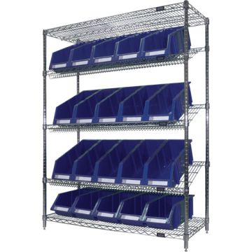 Slanted Wire Shelf with Bins