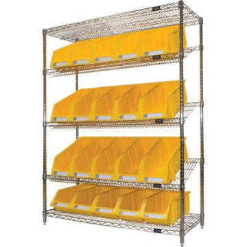 Slanted Wire Shelf with Bins