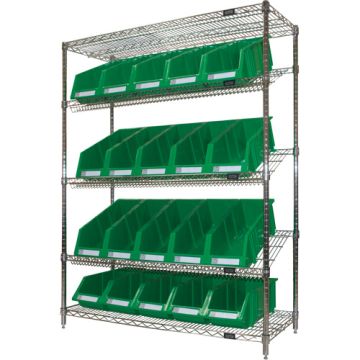 Slanted Wire Shelf with Bins