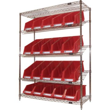 Slanted Wire Shelf with Bins