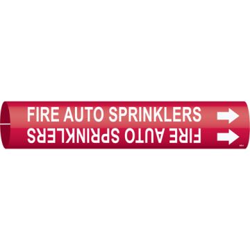 "Fire Auto Sprinklers" Pipe Marker