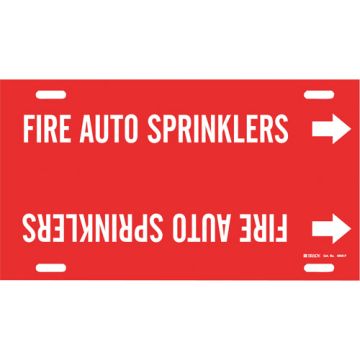 "Fire Auto Sprinklers" Pipe Marker