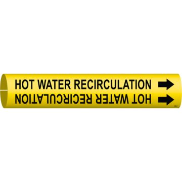 "Hot Water Recirculation" Pipe Marker