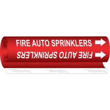 "Fire Auto Sprinklers" Pipe Marker