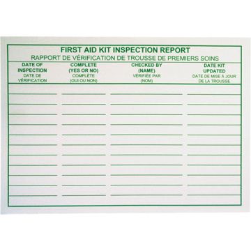 First Aid Kit Inspection Report Cards