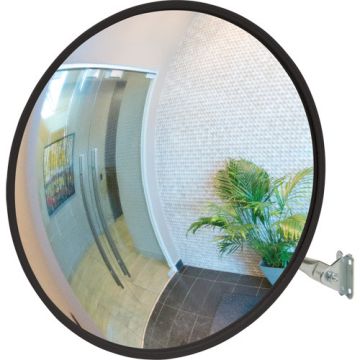 Convex Mirror, Black, Indoor/Outdoor, Telescopic Arm, 12" to 36"