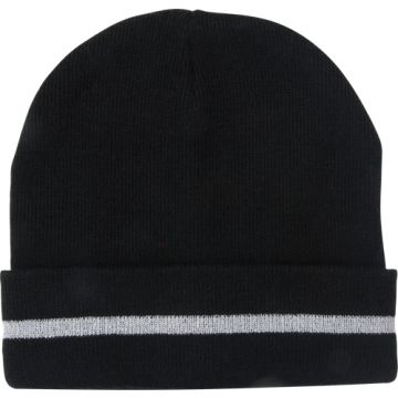 Knit Hat with Silver Reflective Stripe