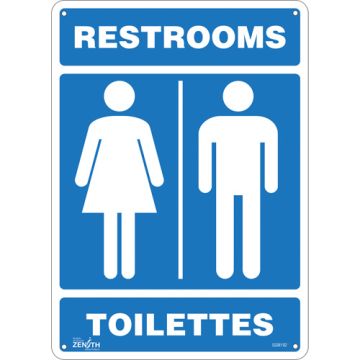 "Restrooms - Toilettes" Sign