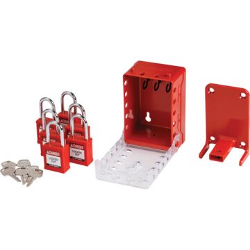 Ultra Compact Group Lockout Box with Nylon Safety Lockout Padlocks