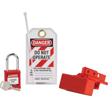 BatteryBlock Forklift Power Connector Lockout with Nylon Safety Padlock