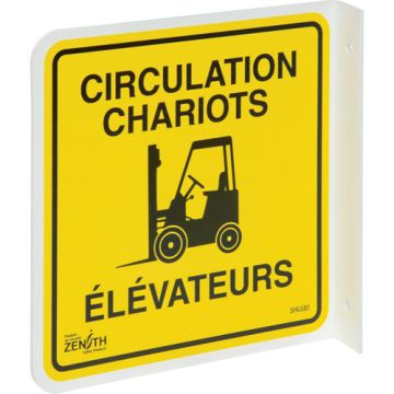 90° Projecting "Circulation Chariots Élévateurs" Sign