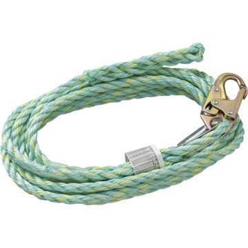 Vertical Lifeline Rope with Anchor End Snap Hook & Trailing End Back Splice