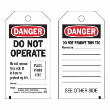 Self-Laminating "Do Not Operate" Tags