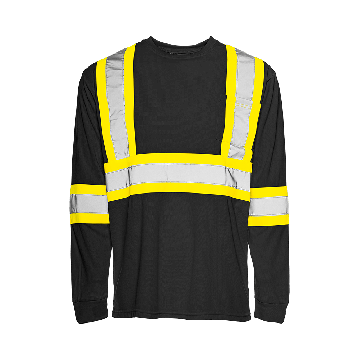 Safety Shirt: Long Sleeve Black Polyester Knit