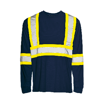 Safety Shirt: Long Sleeve Navy Polyester Knit