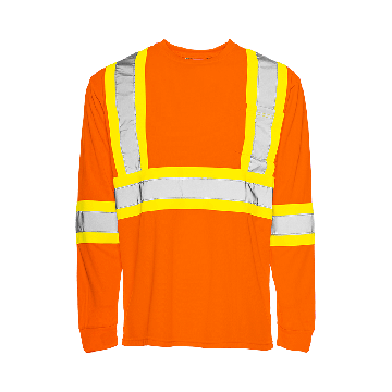 Safety Shirt: Long Sleeve Hi-Vis Orange Polyester Knit