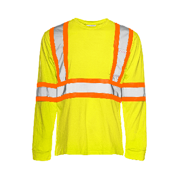 Safety Shirt: Long Sleeve Hi-Vis Yellow 100% Cotton