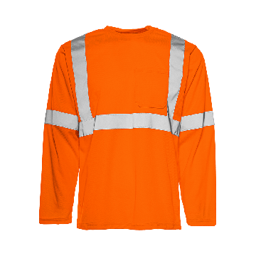 Safety Shirt: Long Sleeve Hi-Vis Orange Polyester Knit