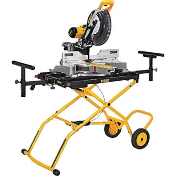 Double Bevel Sliding Compound Mitre Saw with Heavy-Duty Rolling Stand