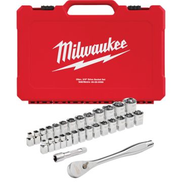 Metric & SAE FOUR FLAT™ Sides Ratchet & Socket Set